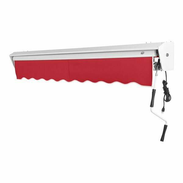Awntech Destin 12' Red Heavy-Duty Right Motor Retractable Patio Awning with Protective Hood 237DTR12R